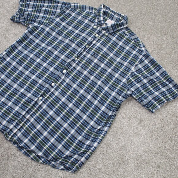 Brooks Brothers 346 Shirt Mens XL Blue/Green Checkered 100% Cotton S/S Button - Picture 3 of 11